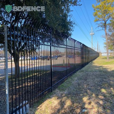Flat Top Garden Powder Coated โครงรั้วท่อเหล็กเหล็ก