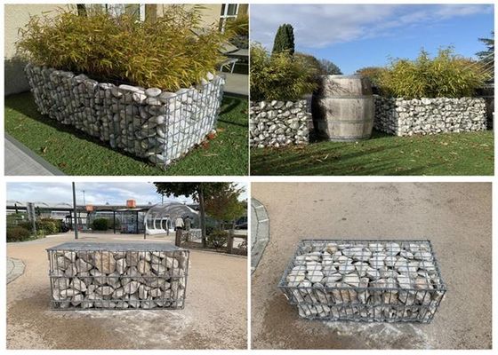 กล่องลวดตาข่าย Gabion ตะกร้าลวดสำหรับระบบรั้วกำแพงกั้นหิน