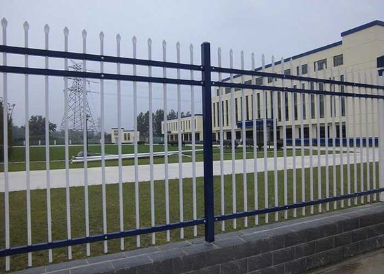 รางแนวนอน Picket Top Steel Tubular Fence