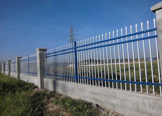 รางแนวนอน Picket Top Steel Tubular Fence